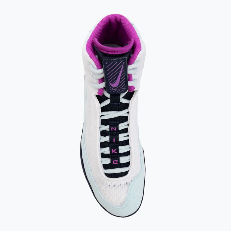Nike Inflict 4 scarpa da wrestling bianco / ipervioletto / blu ghiacciaio / ossidiana 5