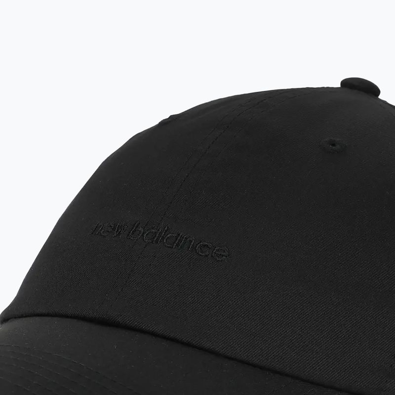 Cappello New Balance a 6 pannelli con logo lineare da donna, nero 3