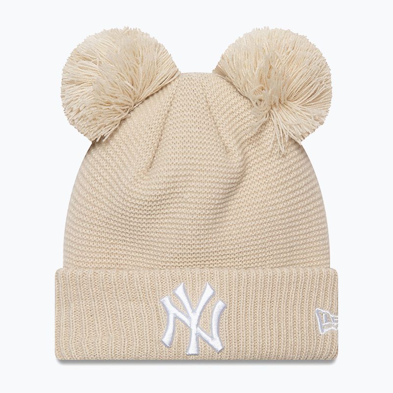 Berretto invernale da donna New Era Wmns Double Pom Nyyyy beige chiaro