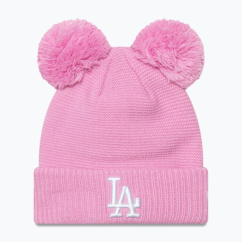 Berretto invernale da donna New Era Wmns Double Pom La Dodgers rosa pastello