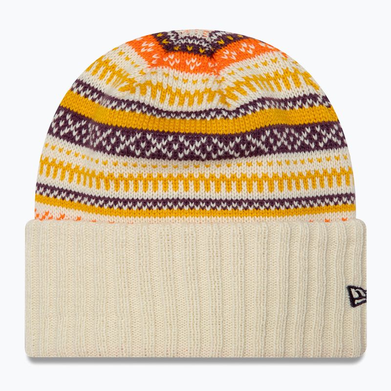 Berretto invernale da donna New Era Rail Isle Cuff Knit Beanie beige chiaro