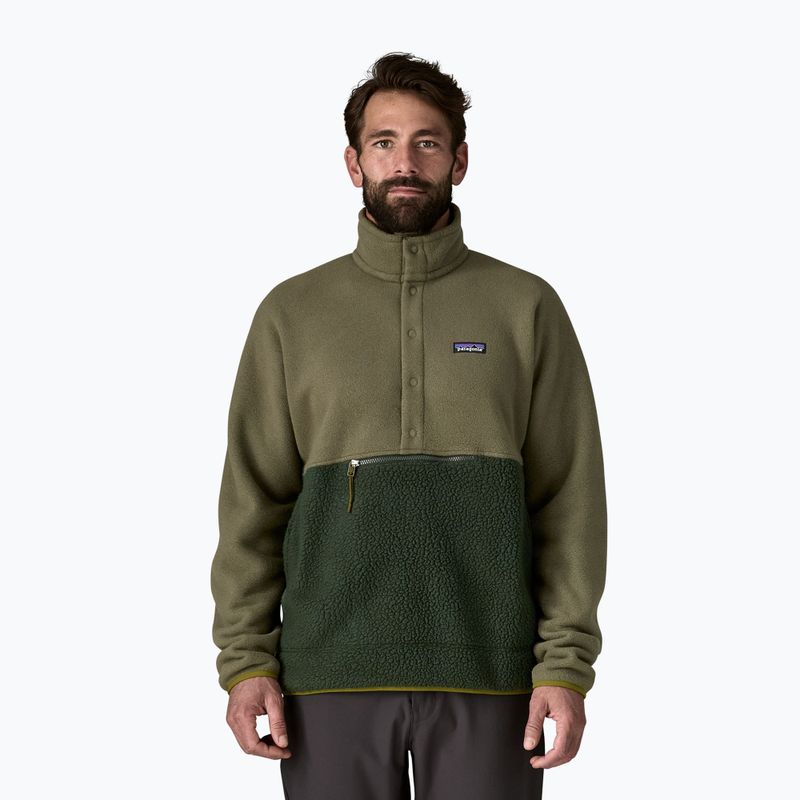 Felpa da uomo Patagonia Retro Pile 1 / 2 Snap P / O old growth green trekking
