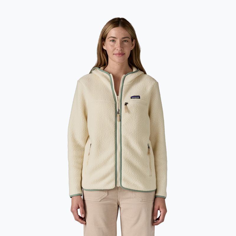 Felpa donna Patagonia Retro Pile Hoody naturale con ellwood green