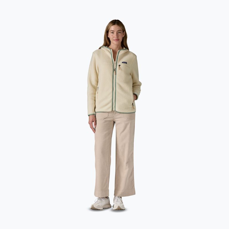 Felpa donna Patagonia Retro Pile Hoody naturale con ellwood green 2