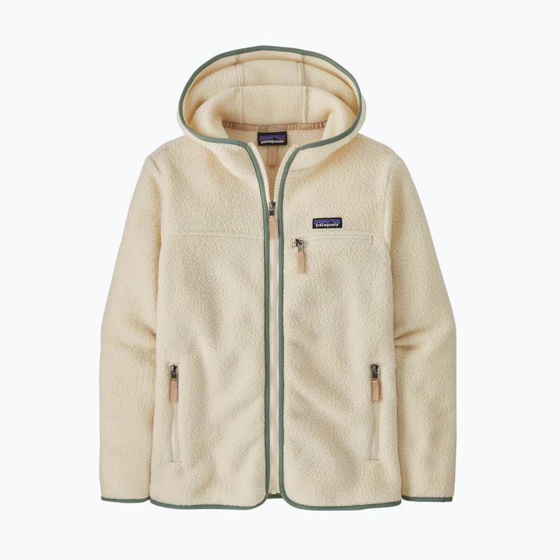 Felpa donna Patagonia Retro Pile Hoody naturale con ellwood green 4