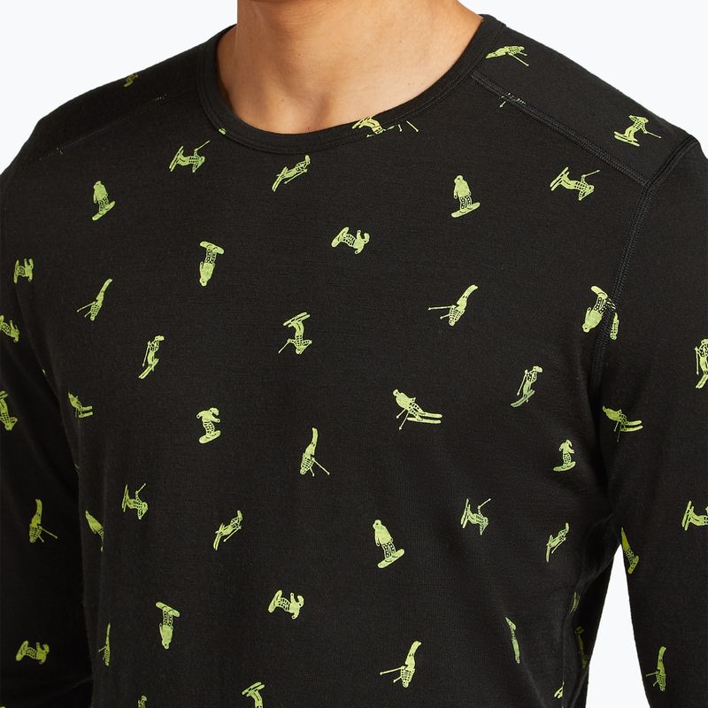 Maglia termica da uomo icebreaker Merino 200 Oasis Crewe Snow Day nero/peridot/aop 6