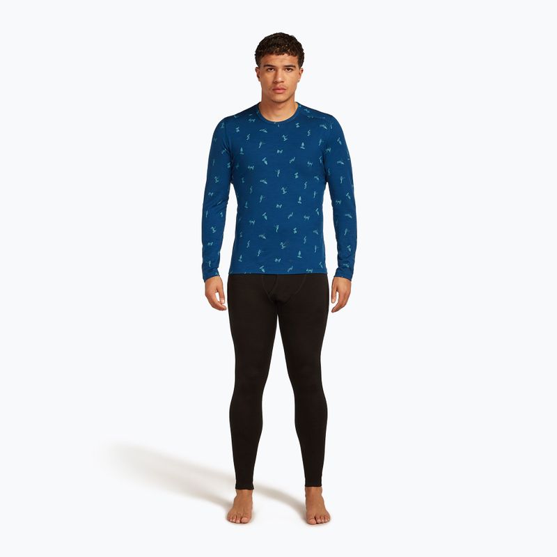 Uomo Icebreaker Merino 200 Oasis Crewe Snow Day atlantis/topaz/aop thermal longsleeve 2