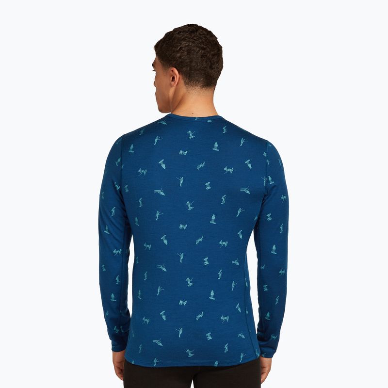 Uomo Icebreaker Merino 200 Oasis Crewe Snow Day atlantis/topaz/aop thermal longsleeve 3