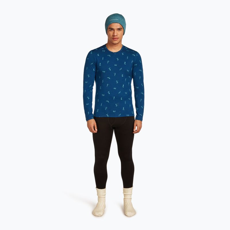 Uomo Icebreaker Merino 200 Oasis Crewe Snow Day atlantis/topaz/aop thermal longsleeve 4