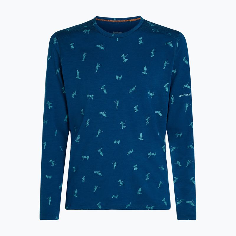 Uomo Icebreaker Merino 200 Oasis Crewe Snow Day atlantis/topaz/aop thermal longsleeve 7