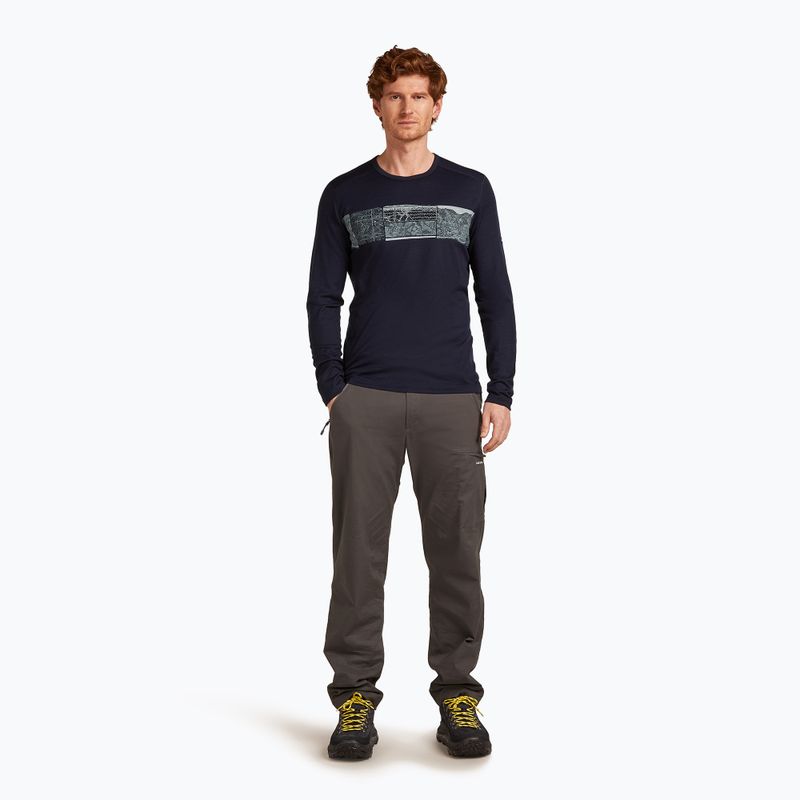 Uomo Icebreaker Merino 200 Oasis Crewe Elevation Line manica lunga termica midnight navy 2