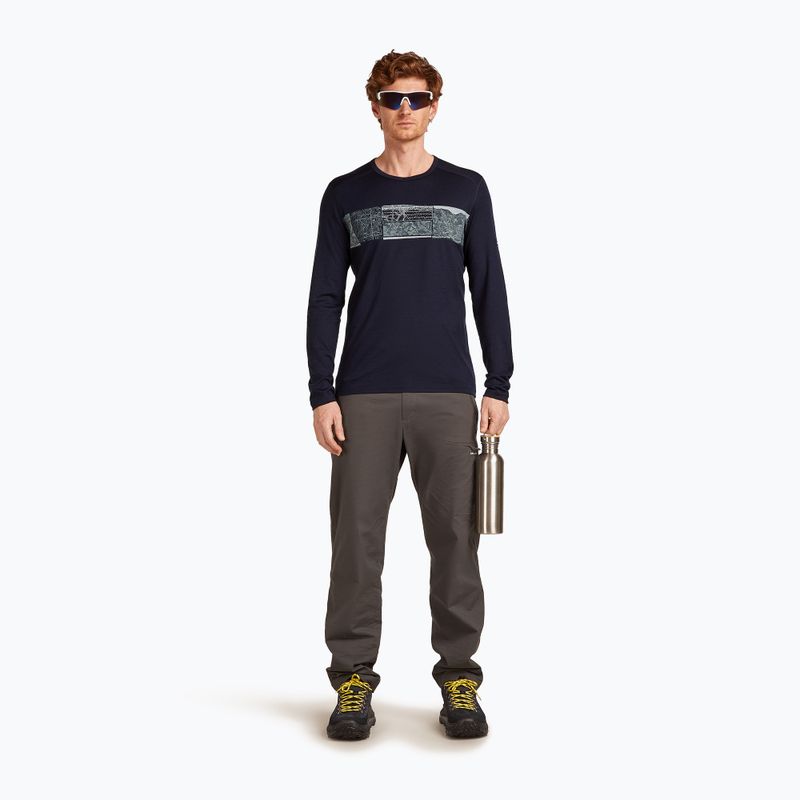 Maglia termica da uomo icebreaker Merino 200 Oasis Crewe Elevation Line midnight navy 4