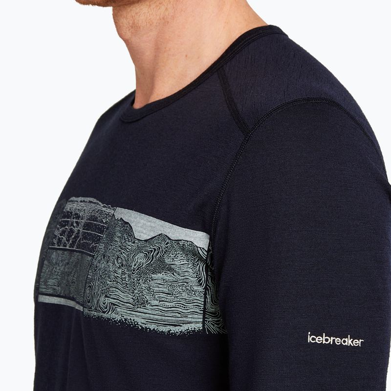 Maglia termica da uomo icebreaker Merino 200 Oasis Crewe Elevation Line midnight navy 6