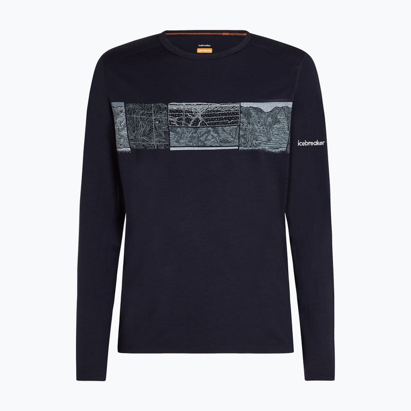 Uomo Icebreaker Merino 200 Oasis Crewe Elevation Line manica lunga termica midnight navy 7