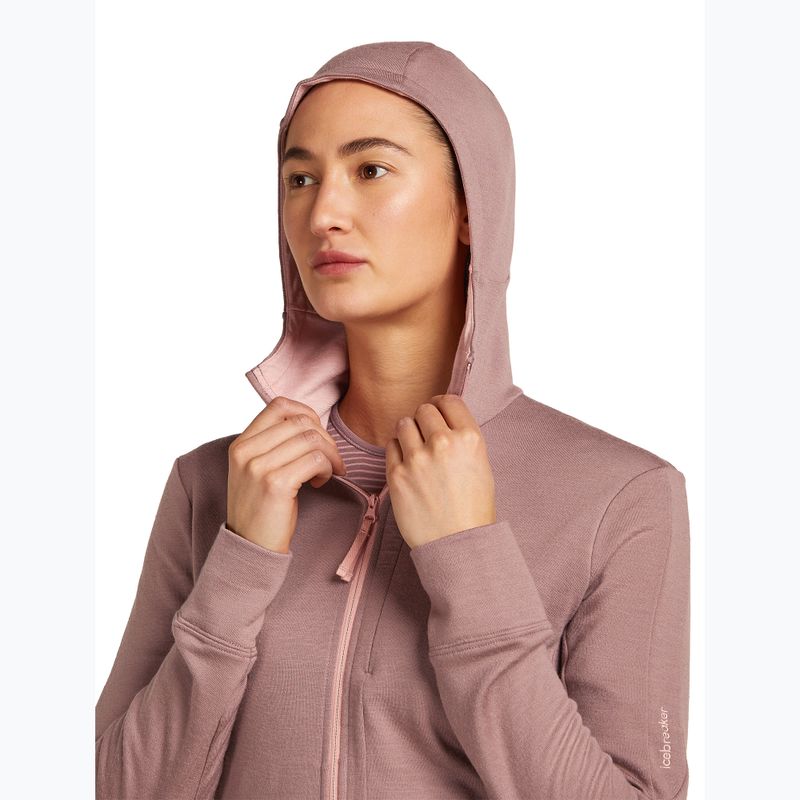 Icebreaker donna Merino 260 Quantum IV Zip Felpa con cappuccio summit/blush 5