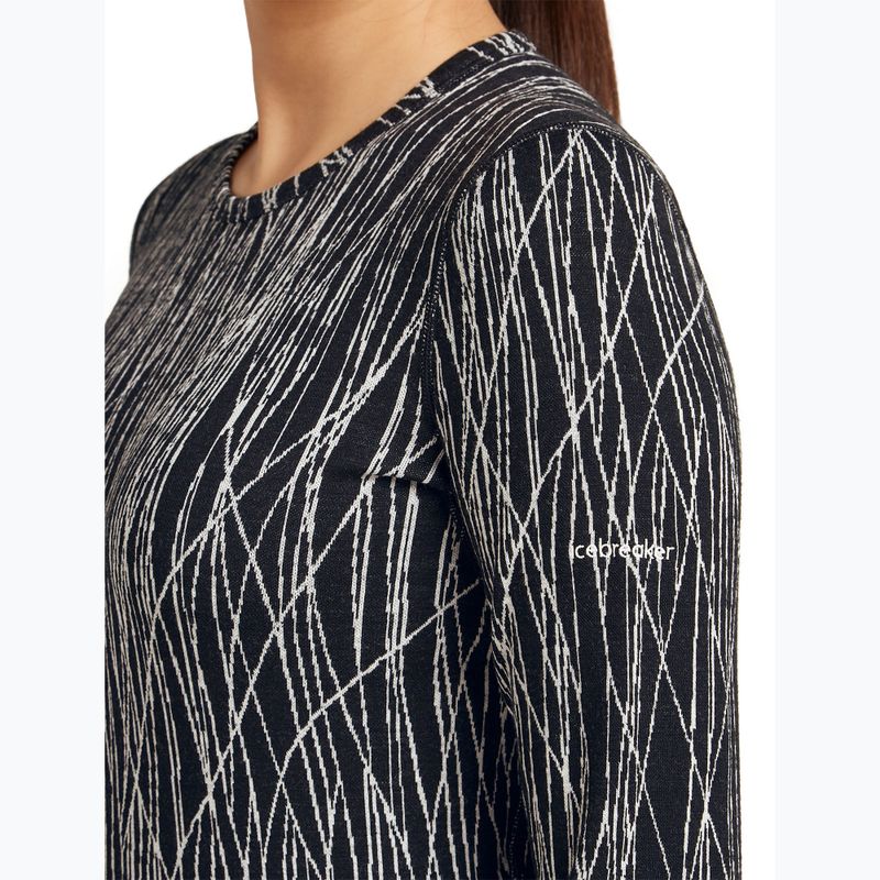 Maglia da trekking a manica lunga da donna Icebreaker Merino 260 Tech Vertex Crewe Delta Lines AOP black/snow/j 6