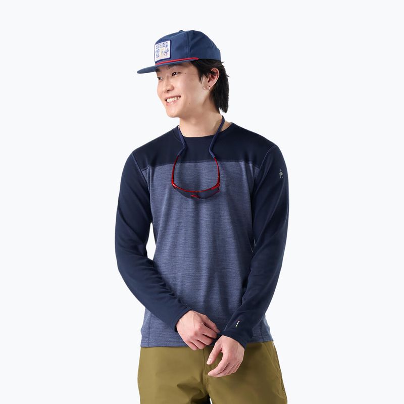 Felpa termica uomo Smartwool Classic Thermal Merino Base Layer Colorblock Crew Boxed deep navy/nightfall