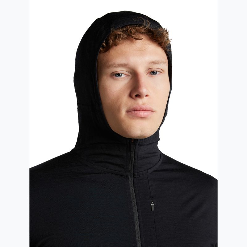 Felpa da trekking uomo Icebreaker Merino 200 Realfleece Descender Half Zip Hoodie black 6
