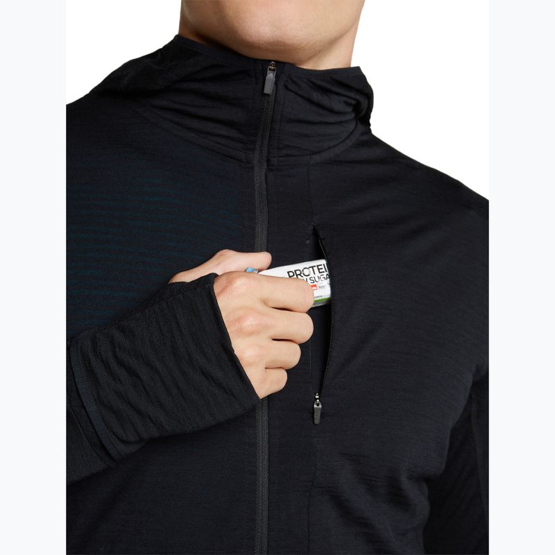 Felpa da trekking uomo Icebreaker Merino 200 Realfleece Descender Half Zip Hoodie black 7