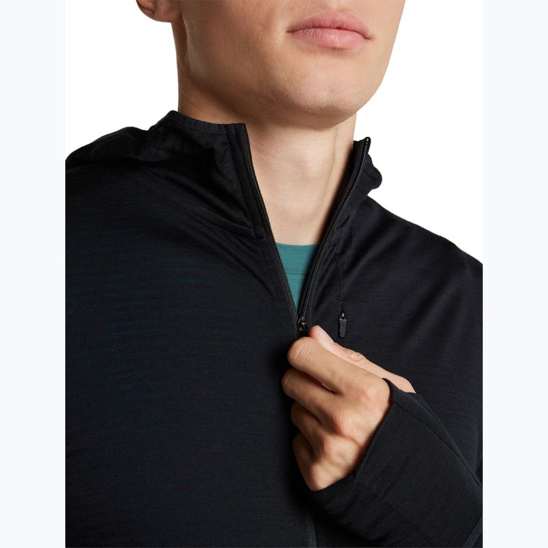 Felpa da trekking uomo Icebreaker Merino 200 Realfleece Descender Half Zip Hoodie black 8