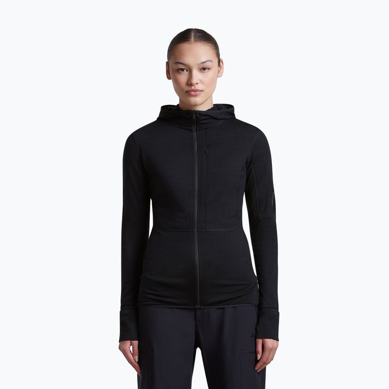 Felpa da trekking donna Icebreaker Merino 200 Realfleece Descender Half Zip Hoodie black