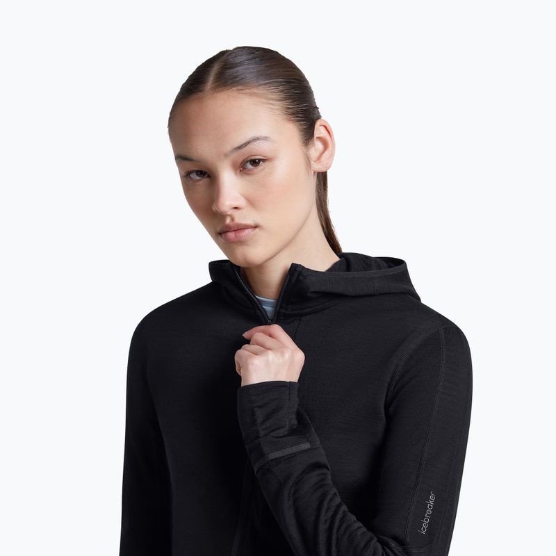 Felpa da trekking donna Icebreaker Merino 200 Realfleece Descender Half Zip Hoodie black 7