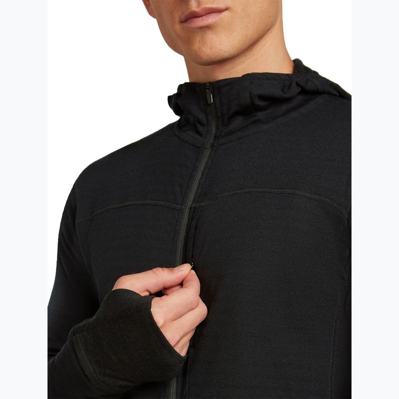 Felpa da trekking uomo Icebreaker Merino 300 Realfleece Descender Zip Hoodie black 5