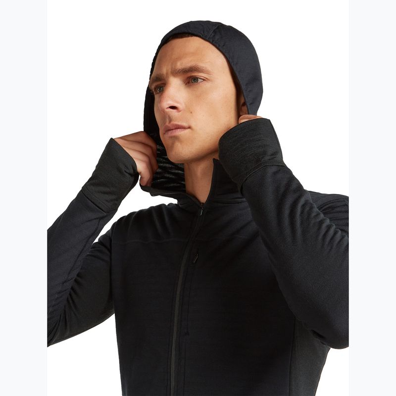 Felpa da trekking uomo Icebreaker Merino 300 Realfleece Descender Zip Hoodie black 6