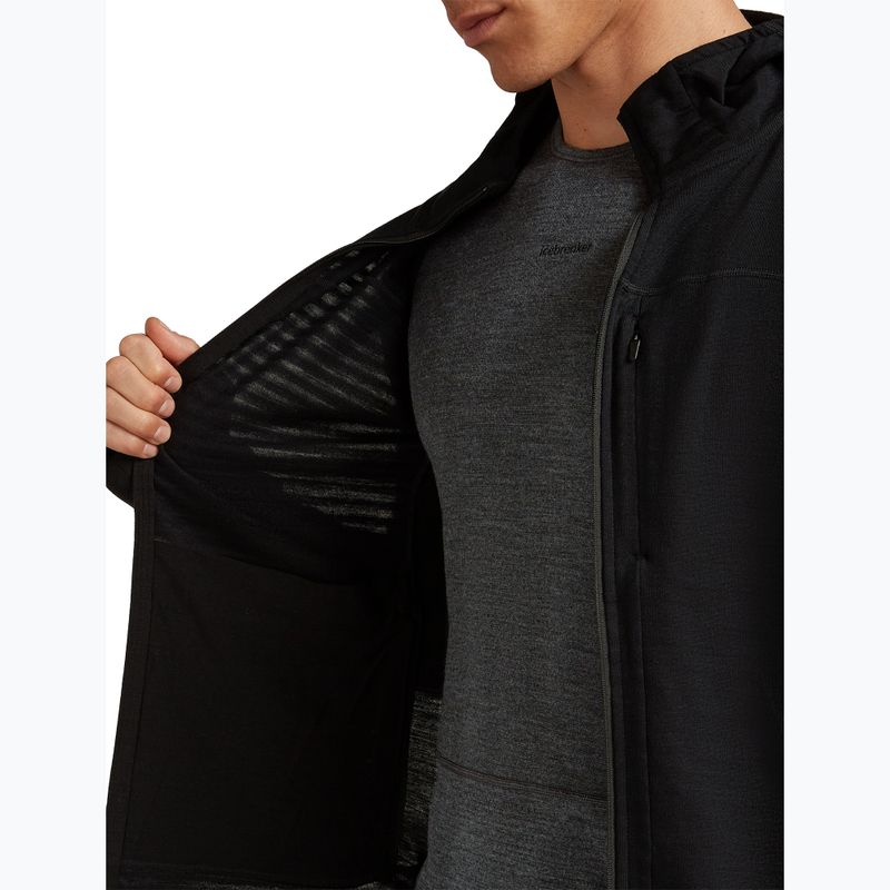 Felpa da trekking uomo Icebreaker Merino 300 Realfleece Descender Zip Hoodie black 7