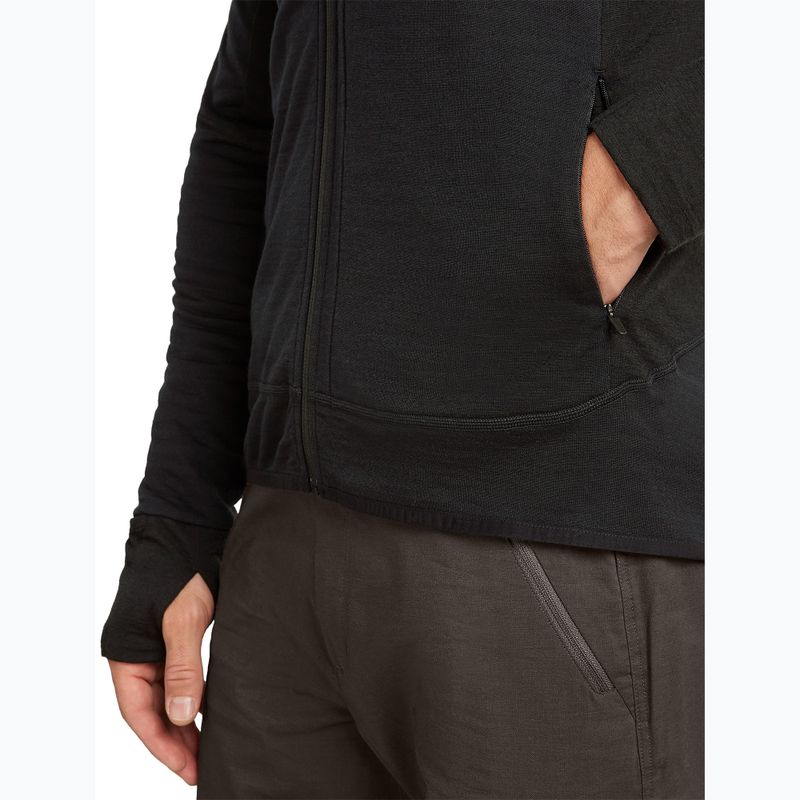 Felpa da trekking uomo Icebreaker Merino 300 Realfleece Descender Zip Hoodie black 9