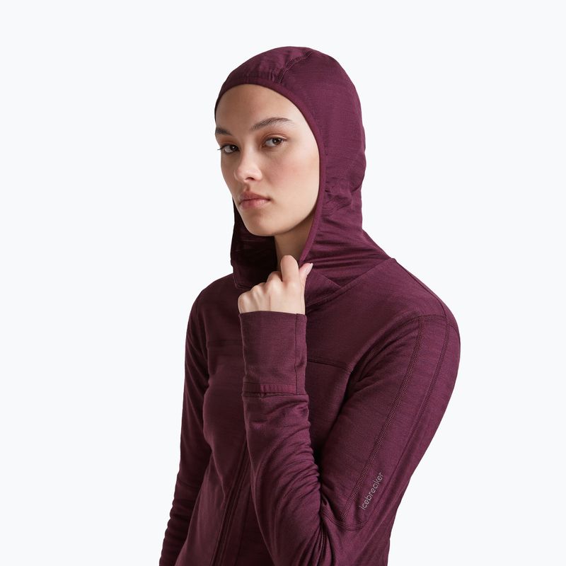 Felpa da trekking donna Icebreaker Merino 300 Realfleece Descender Zip Hoodie dark berry 5