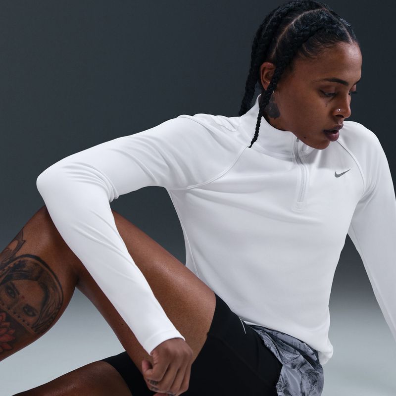 Felpa running donna Nike Tempo Dri-Fit 1/4 Zip white 5