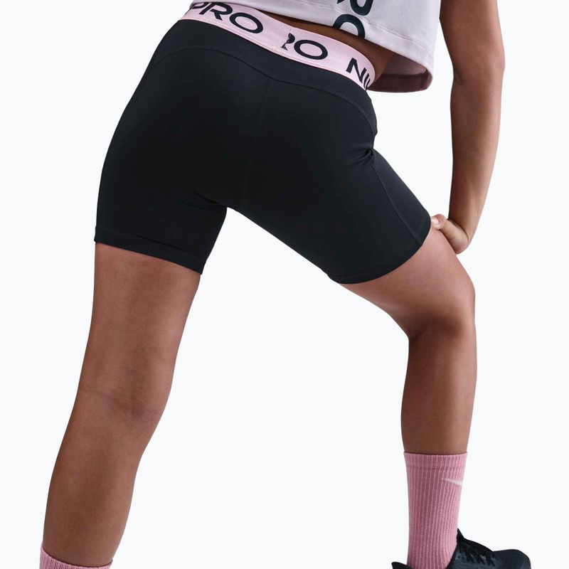 Pantaloncini Nike Pro Dri-Fit 5" da bambino nero/med soft pink/bianco 5