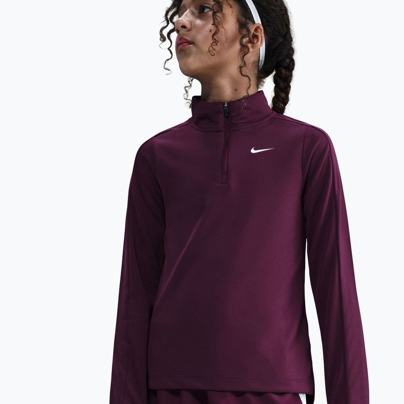 Maglia a maniche lunghe da allenamento per bambini Nike Dri-Fit 1/4 Zip bordeaux/white 4