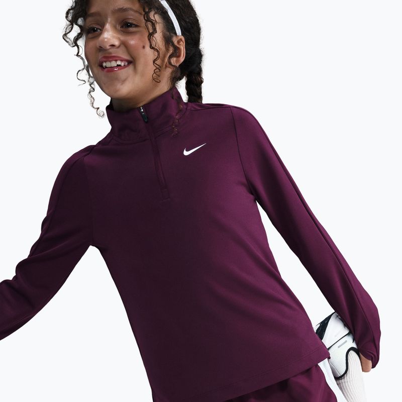 Maglia a maniche lunghe da allenamento per bambini Nike Dri-Fit 1/4 Zip bordeaux/white 6