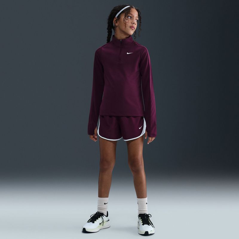 Maglia a maniche lunghe da allenamento per bambini Nike Dri-Fit 1/4 Zip bordeaux/white 7