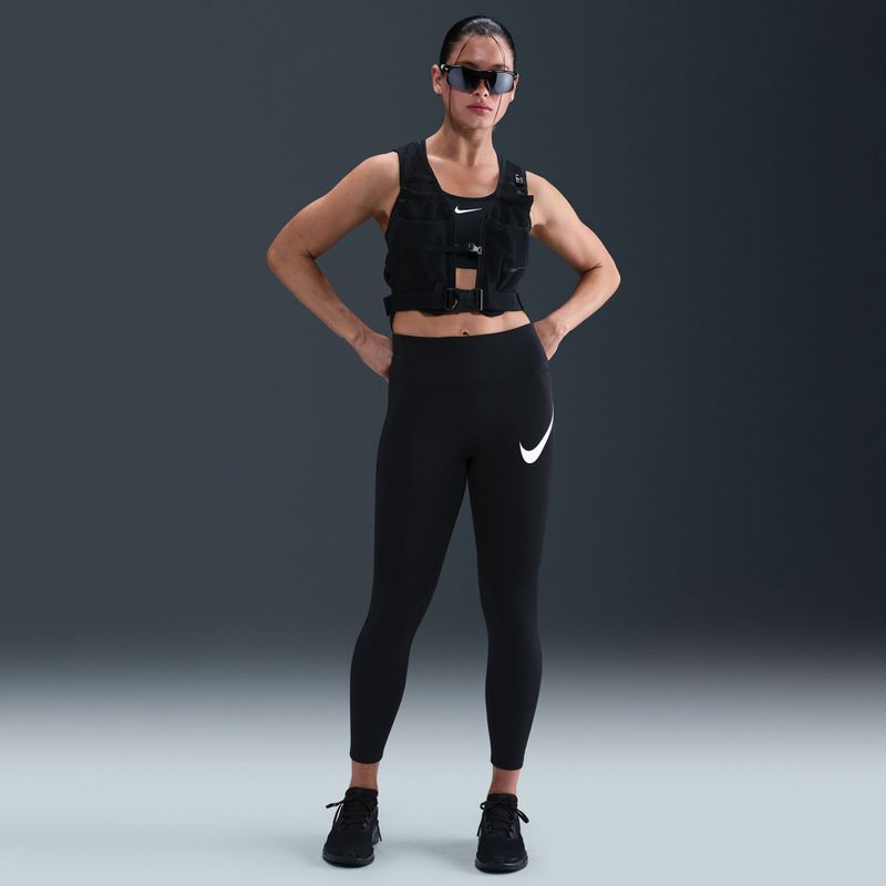 Leggings da running donna Nike Tempo Swoosh Run High-Waisted 7/8 black/white 7