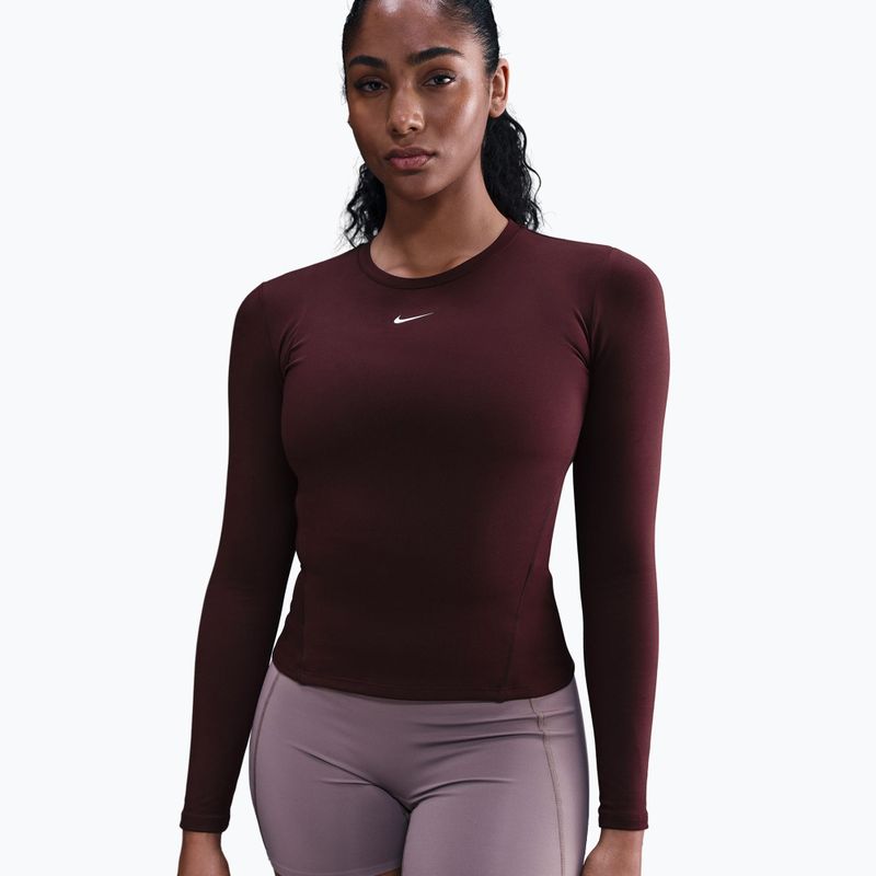 Longsleeve damski Nike One Fitted Dri-Fit burgundy crush/white