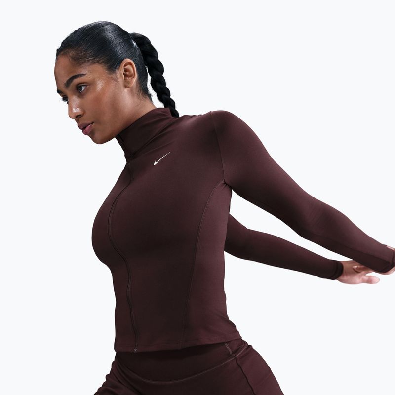 Felpa da allenamento da donna Nike One Fitted Dri-Fit Full-Zip burgundy crush/white 4