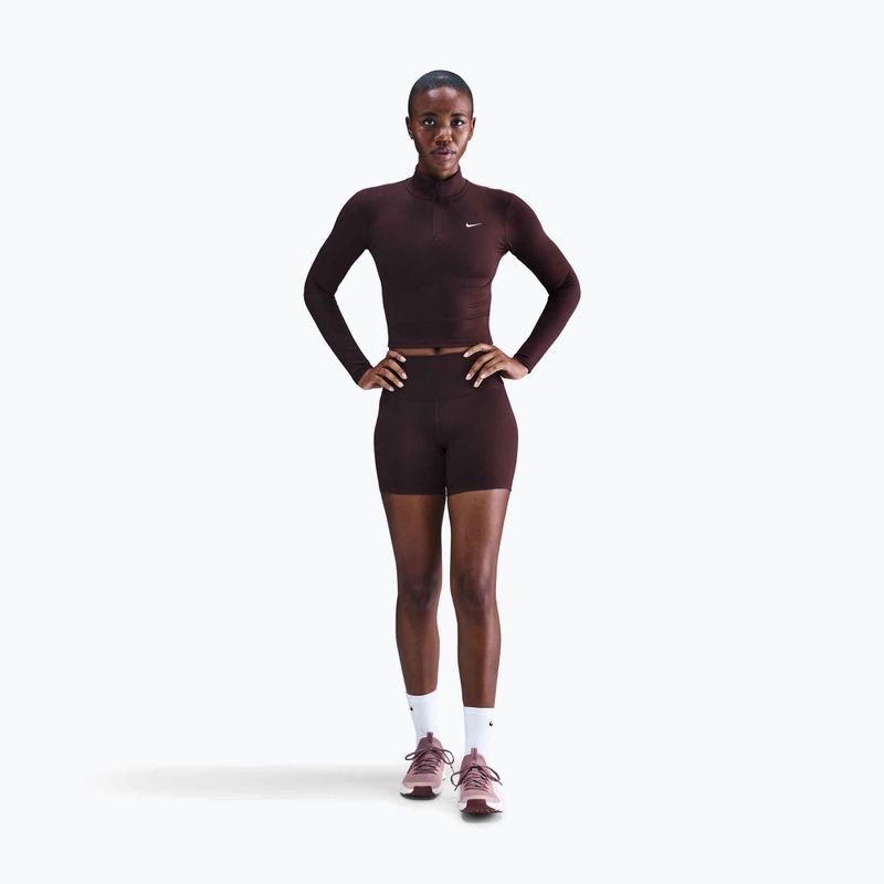 T-shirt donna Nike One Fitted Dri-Fit 1/4 Zip Mid Layer burgundy crush/white 2