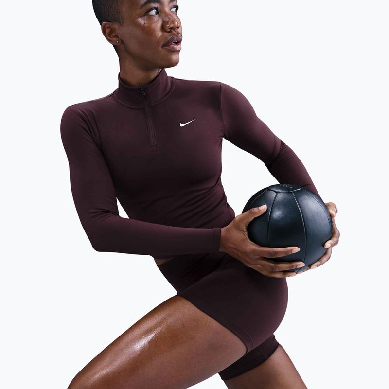 T-shirt donna Nike One Fitted Dri-Fit 1/4 Zip Mid Layer burgundy crush/white 5