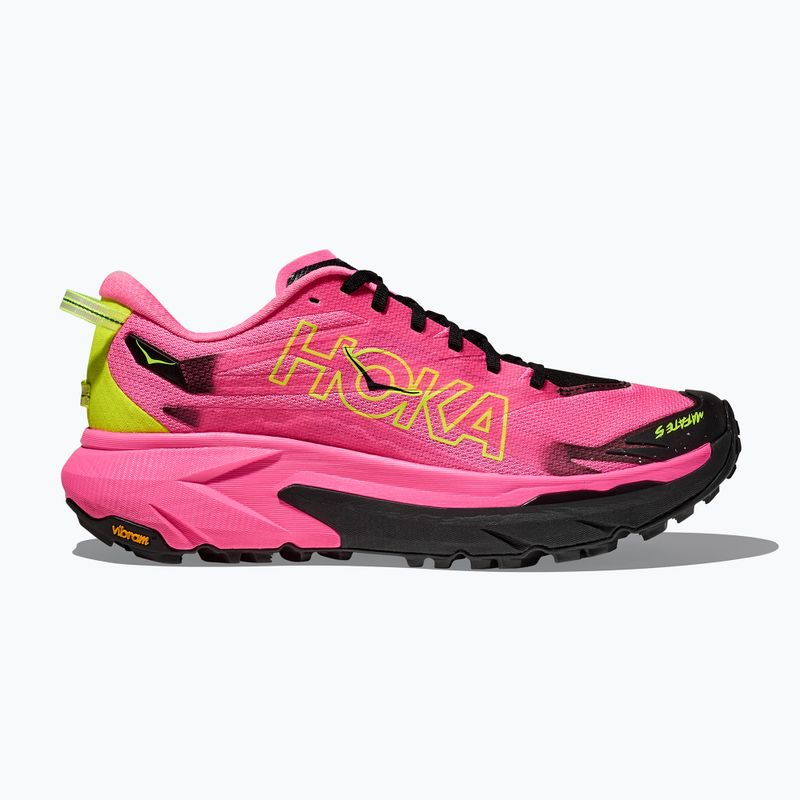 Scarpe da corsa da uomo HOKA Mafate 5 rosa neon/nero 2