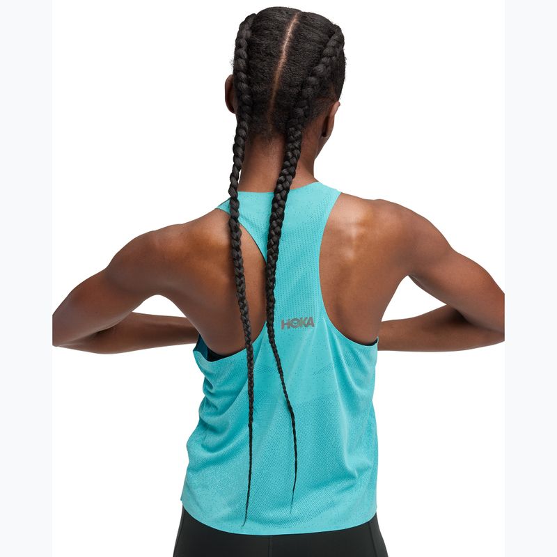 Maglietta da corsa da donna HOKA Race Day Singlet cielo blu 5
