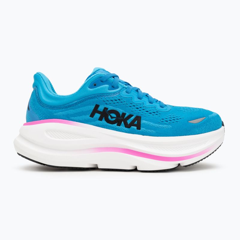 Scarpe da corsa da donna HOKA Bondi 9 blu cielo/fucsia neon 2
