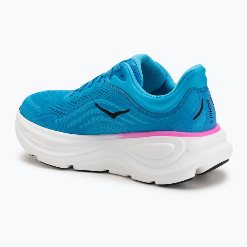 Scarpe da corsa da donna HOKA Bondi 9 blu cielo/fucsia neon 3