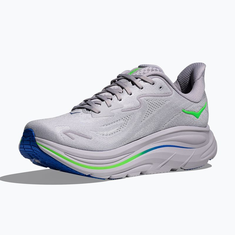 Scarpe da corsa da uomo HOKA Clifton 10 ash grey/neon green 2