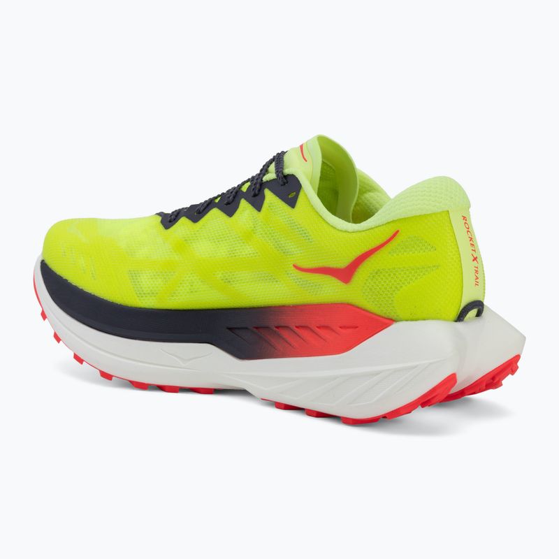 Scarpe da corsa uomo HOKA Rocket X Trail neon Yuzu/neon flame 3