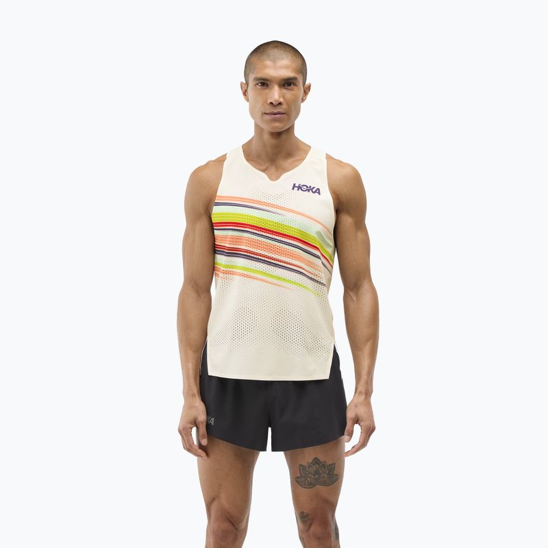 Maglietta da running da uomo HOKA Race Day Singlet alabaster flare