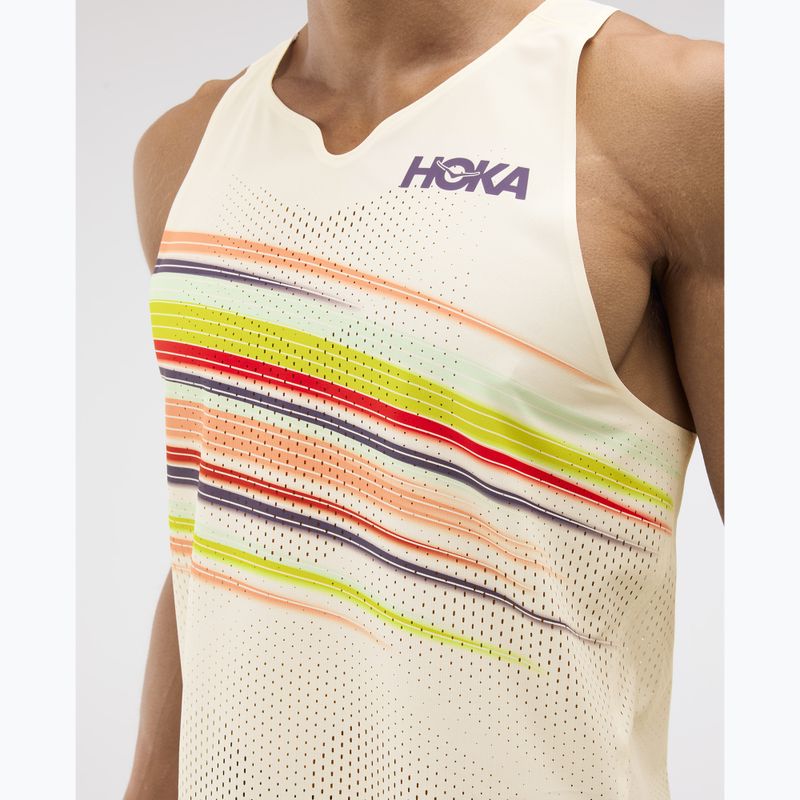 Maglietta da running da uomo HOKA Race Day Singlet alabaster flare 6