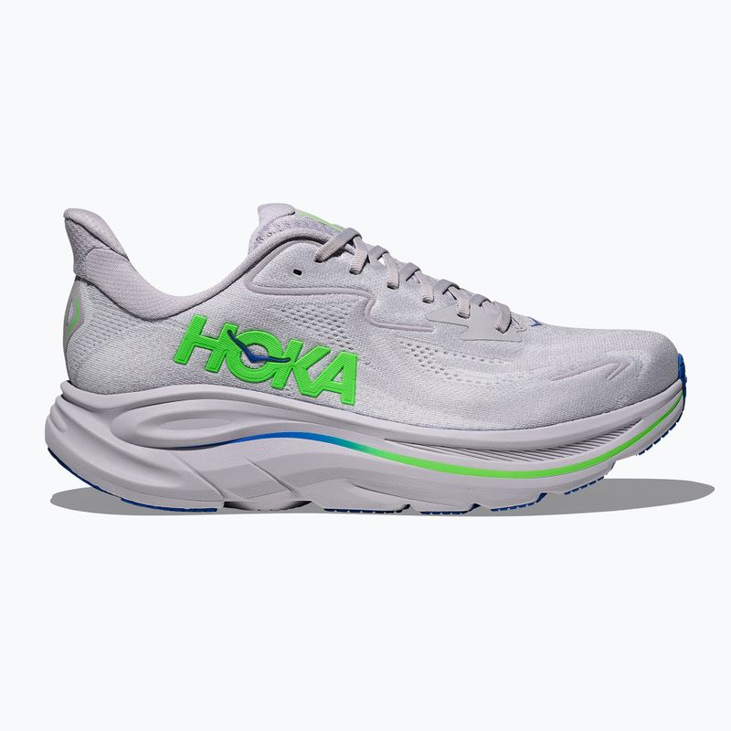 Scarpe da corsa da uomo HOKA Clifton 10 Wide ash grey/neon green 3